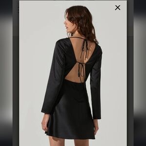 Astr the Label - Black Open Back Tie Mini Dress